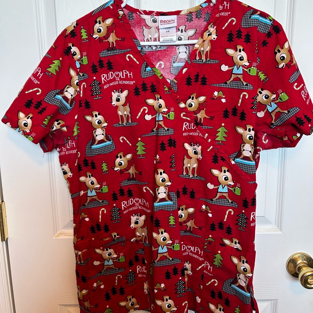 Christmas Scrub Top “Rudolph The Red Nosed Reindeer”
